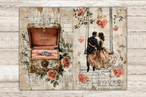 Romantic Junk Journal Paper | Valentines Day Ephemera SVG GlamArtZhanna 