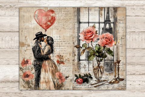 Romantic Junk Journal Paper | Valentines Day Ephemera SVG GlamArtZhanna 