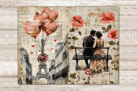 Romantic Junk Journal Paper | Valentines Day Ephemera SVG GlamArtZhanna 