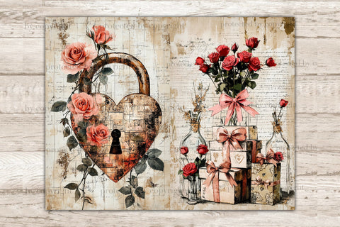 Romantic Junk Journal Paper | Valentines Day Ephemera SVG GlamArtZhanna 