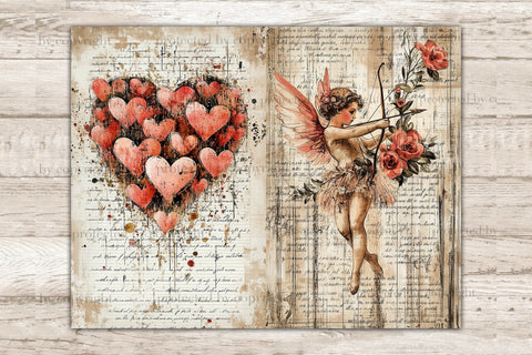 Romantic Junk Journal Paper | Valentines Day Ephemera SVG GlamArtZhanna 
