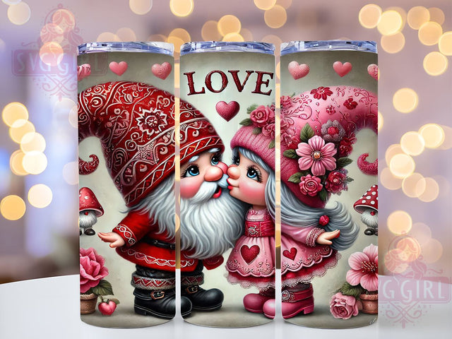 Romantic Kissing Gnomes Valentine Tumbler, Valentines Day Decor, 20oz Tumbler Wrap, Cute Gnome Gift, Romantic Gnome Mug, Personalized Valentine Gift, Love Gnomes Tumbler Sublimation SvggirlplusArt 