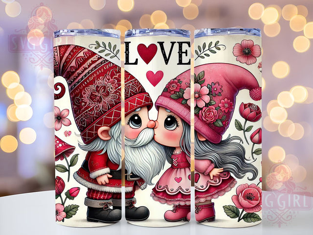 Romantic Kissing Gnomes Valentine Tumbler, Valentines Day Decor, 20oz Tumbler Wrap, Cute Gnome Gift, Romantic Gnome Mug, Personalized Valentine Gift, Love Gnomes Tumbler Sublimation SvggirlplusArt 