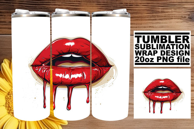 Romantic Lip Print Tumbler Wrap Sublimation afrosvg 
