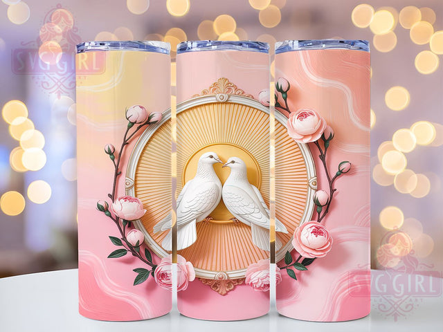Romantic Love Birds Tumbler, Romantic Bird Pattern, Cute Couple Design, 20Oz Sublimation Wrap, Sweet Bird Art, Valentine Birds Texture, Tumbler Sublimation Sublimation SvggirlplusArt 