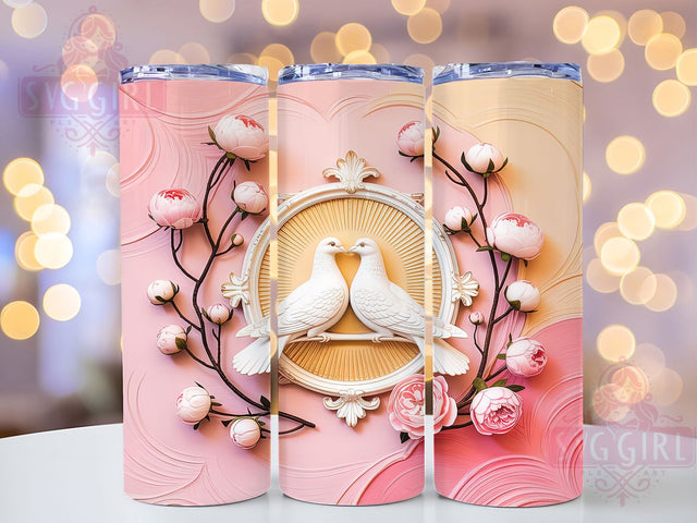 Romantic Love Birds Tumbler, Romantic Bird Pattern, Cute Couple Design, 20Oz Sublimation Wrap, Sweet Bird Art, Valentine Birds Texture, Tumbler Sublimation Sublimation SvggirlplusArt 