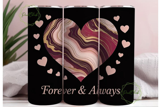 Romantic Marble Heart 20oz Tumbler Wrap Sublimation PixelChick 