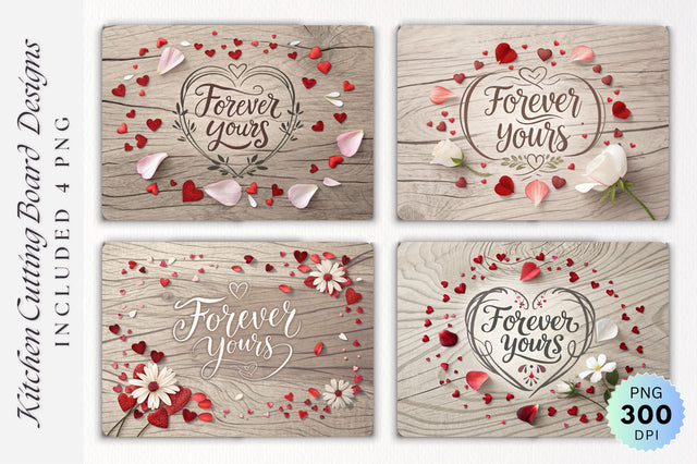 Romantic Message with Petals and Hearts on a Wooden Cutting Board Sublimation Regulrcrative 