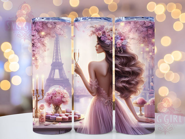 Romantic Paris Eiffel Tower Tumbler, Paris Landmark Pattern, Romantic Tower Design, 20Oz Sublimation Wrap, Paris Love Art, French Tower Texture, Tumbler Sublimation Sublimation SvggirlplusArt 