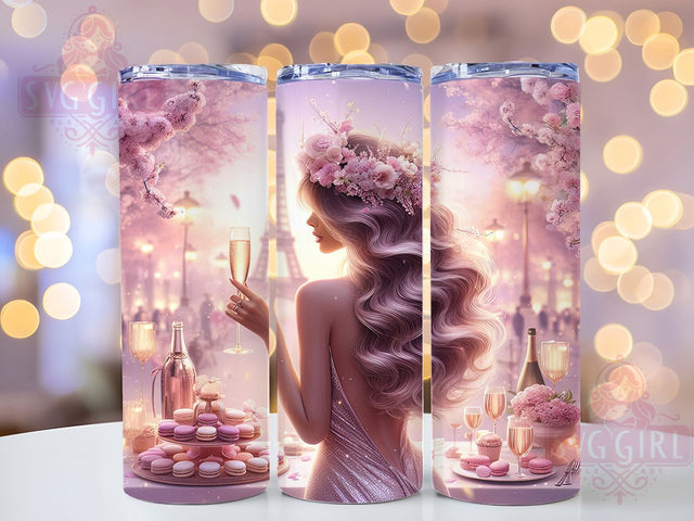 Romantic Paris Eiffel Tower Tumbler, Paris Landmark Pattern, Romantic Tower Design, 20Oz Sublimation Wrap, Paris Love Art, French Tower Texture, Tumbler Sublimation Sublimation SvggirlplusArt 