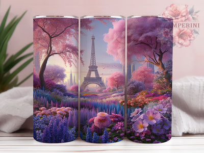Romantic Paris Eiffel Tower Tumbler, Paris Spring Tumbler, Romantic Flower Wrap, Elegant Paris Wrap, Spring Blossom Wrap, Sublimation Design, Trendy Gift Idea Sublimation Li Zamperini 