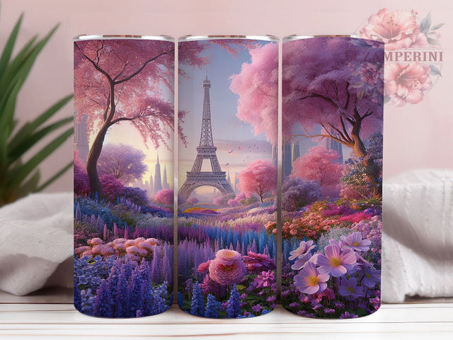 Romantic Paris Eiffel Tower Tumbler, Paris Spring Tumbler, Romantic Flower Wrap, Elegant Paris Wrap, Spring Blossom Wrap, Sublimation Design, Trendy Gift Idea Sublimation Li Zamperini 