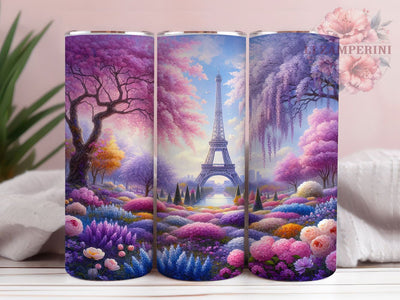 Romantic Paris Eiffel Tower Tumbler, Paris Spring Tumbler, Romantic Flower Wrap, Elegant Paris Wrap, Spring Blossom Wrap, Sublimation Design, Trendy Gift Idea Sublimation Li Zamperini 