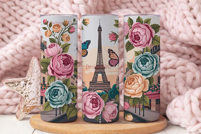 Romantic Paris Tumbler Wrap PNG Sublimation DesignSVG 