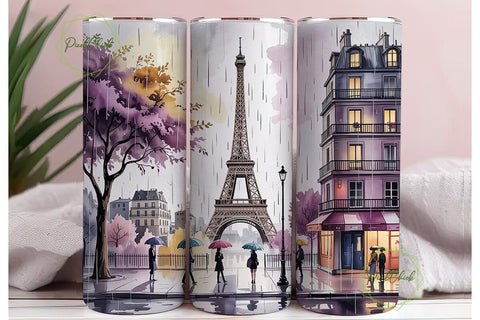 Romantic Paris Tumbler Wrap Sublimation PixelChick 