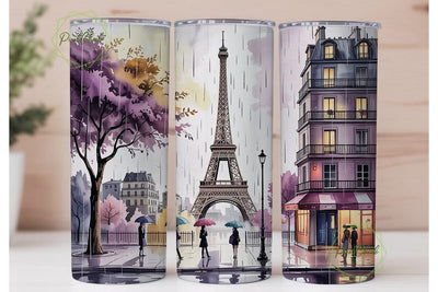 Romantic Paris Tumbler Wrap Sublimation PixelChick 