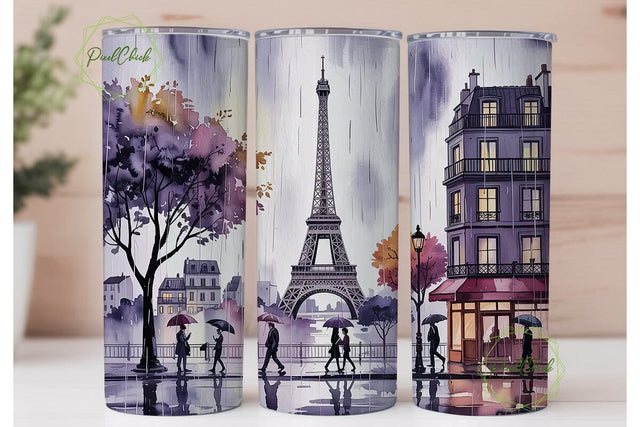 Romantic Paris Tumbler Wrap Sublimation PixelChick 