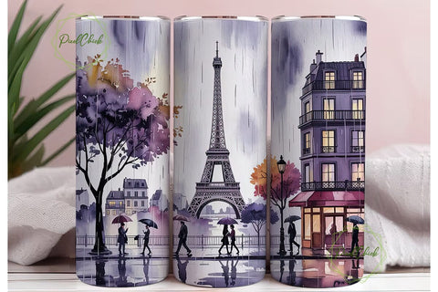 Romantic Paris Tumbler Wrap Sublimation PixelChick 