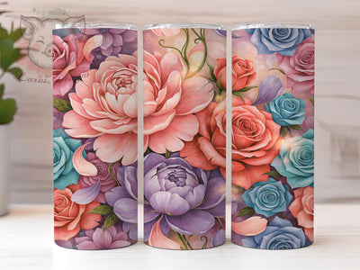 Romantic Pastel Florals 20oz Tumbler, Pastel Florals, Romantic Style, Elegant Design, Sublimation Wrap, 20oz Tumbler, Soft Aesthetic, Vintage Pattern Sublimation Lara' s Designs 