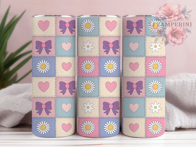 Romantic Patchwork Floral Tumbler, Floral Pattern, Cute Wrap, Sublimation Art, 20oz Tumbler, Romantic Theme, Elegant Design Sublimation Li Zamperini 