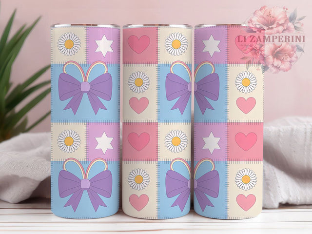 Romantic Patchwork Floral Tumbler, Floral Pattern, Cute Wrap, Sublimation Art, 20oz Tumbler, Romantic Theme, Elegant Design Sublimation Li Zamperini 