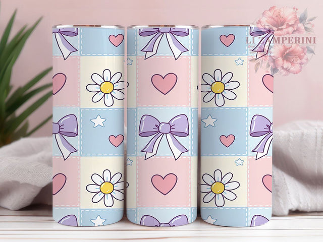 Romantic Patchwork Floral Tumbler, Floral Pattern, Cute Wrap, Sublimation Art, 20oz Tumbler, Romantic Theme, Elegant Design Sublimation Li Zamperini 