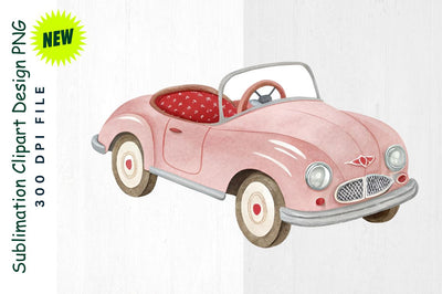 Romantic Pedal Car with Heart Banners Sublimation Clipart Sublimation Regulrcrative 