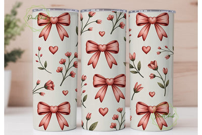 Romantic Pink Bows Tumbler Wrap Sublimation PixelChick 