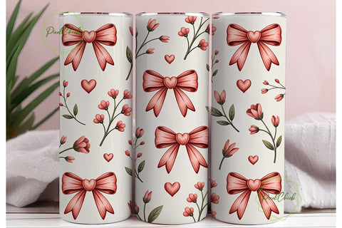 Romantic Pink Bows Tumbler Wrap Sublimation PixelChick 