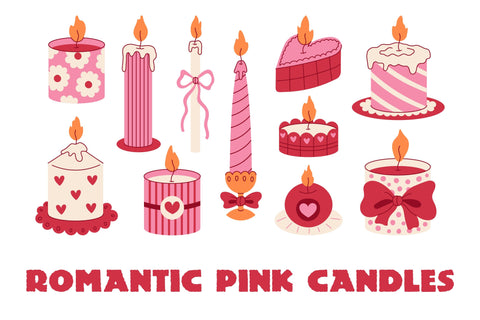 Romantic Pink Candles PNG Clipart Sublimation Rin Green 