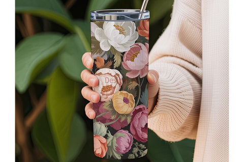 Romantic Pink Floral 20oz Tumbler Wrap Sublimation DesignSVG 