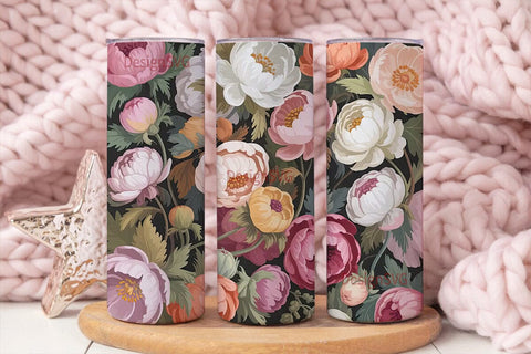 Romantic Pink Floral 20oz Tumbler Wrap Sublimation DesignSVG 