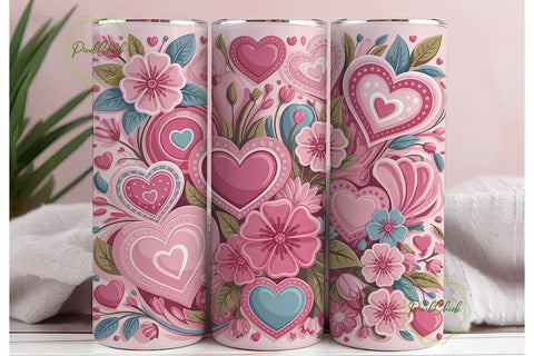 Romantic Pink Floral 20oz Tumbler Wrap Sublimation PixelChick 