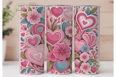 Romantic Pink Floral 20oz Tumbler Wrap Sublimation PixelChick 