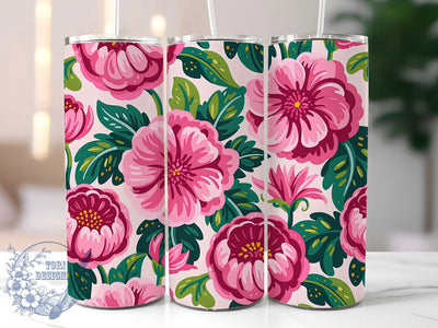 Romantic Pink Floral Tumbler, Romantic Floral, Love Theme, Elegant Design, Soft Pastel, 20Oz Tumbler, Sublimation Wrap Sublimation ToriDesigns 