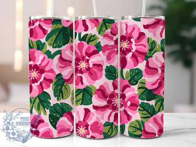 Romantic Pink Floral Tumbler, Romantic Floral, Love Theme, Elegant Design, Soft Pastel, 20Oz Tumbler, Sublimation Wrap Sublimation ToriDesigns 