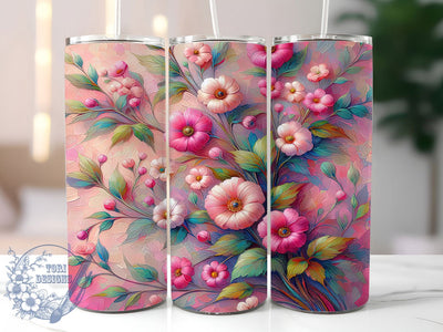 Romantic Pink Floral Tumbler, Romantic Floral, Love Theme, Elegant Design, Soft Pastel, 20Oz Tumbler, Sublimation Wrap Sublimation ToriDesigns 