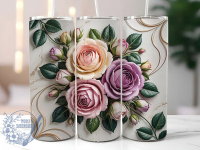 Romantic Pink Roses Tumbler, Floral Rose Wrap, Romantic Rose Cup, 20oz Sublimation Wrap, Stylish Flower Design Tumbler, Artistic Pink Rose Cup, Nature Rose Theme Wrap Sublimation ToriDesigns 