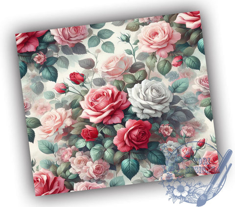 Romantic Pink Roses Valentine's Tumbler, Pink Roses Tumbler, Valentine's Day Design, Floral Sublimation, 20oz Wrap, Love Gift, Light Pink Drinkware, Romantic Gift Sublimation ToriDesigns 