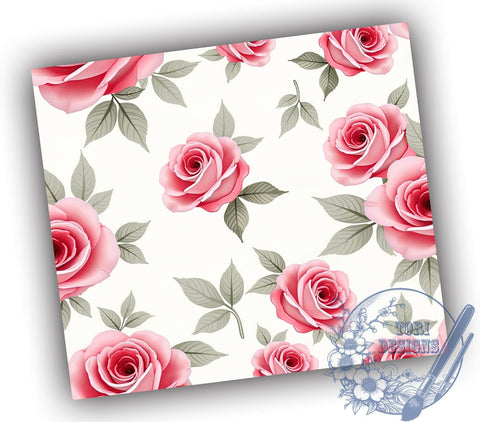 Romantic Pink Roses Valentine's Tumbler, Pink Roses Tumbler, Valentine's Day Design, Floral Sublimation, 20oz Wrap, Love Gift, Light Pink Drinkware, Romantic Gift Sublimation ToriDesigns 