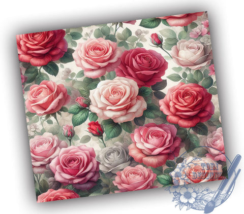 Romantic Pink Roses Valentine's Tumbler, Pink Roses Tumbler, Valentine's Day Design, Floral Sublimation, 20oz Wrap, Love Gift, Light Pink Drinkware, Romantic Gift Sublimation ToriDesigns 