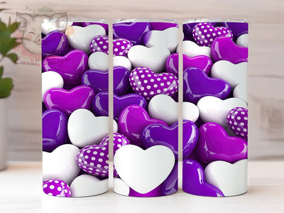 Romantic Purple Valentine Hearts Tumbler, Valentine Love Pattern, Romantic Heart Design, 20Oz Sublimation Wrap, Cute Valentine Art, Bold Purple Texture, Tumbler Sublimation Sublimation Lara' s Designs 