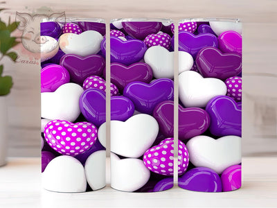 Romantic Purple Valentine Hearts Tumbler, Valentine Love Pattern, Romantic Heart Design, 20Oz Sublimation Wrap, Cute Valentine Art, Bold Purple Texture, Tumbler Sublimation Sublimation Lara' s Designs 