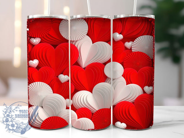 Romantic Red Pink Hearts Tumbler, Pink Hearts Wrap, Floral Lace Cup, Romantic Sublimation Design, Valentine Gift Tumbler, Seamless Hearts Wrap, Elegant Love Cup Sublimation ToriDesigns 
