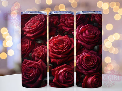 Romantic Red Rose Tumbler, Seamless Bloom Wrap, Romantic Chic Style, Elegant Garden Design, Classic Floral Motif, Artistic Botanical Print, Vibrant Nature Theme, 20Oz Tumbler, Sublimation Sublimation SvggirlplusArt 