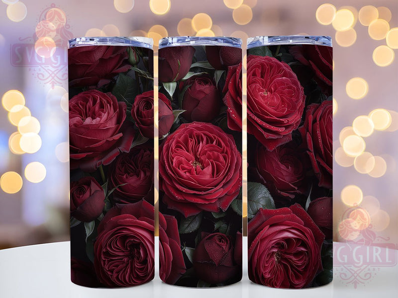 Romantic Red Rose Tumbler, Seamless Bloom Wrap, Romantic Chic Style, Elegant Garden Design, Classic Floral Motif, Artistic Botanical Print, Vibrant Nature Theme, 20Oz Tumbler, Sublimation Sublimation SvggirlplusArt 