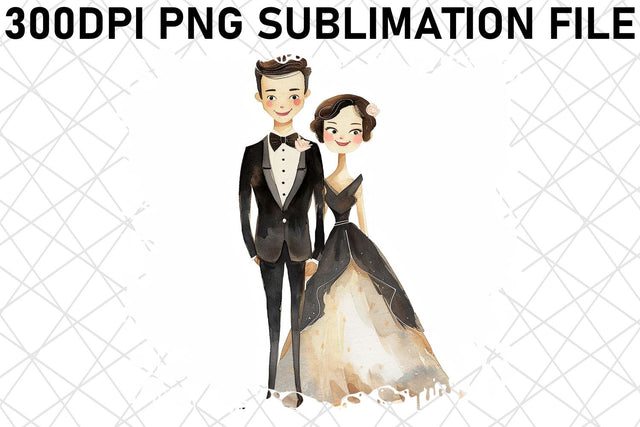 Romantic Rhapsody: Watercolor Marriage Artwork Sublimation afrosvg 