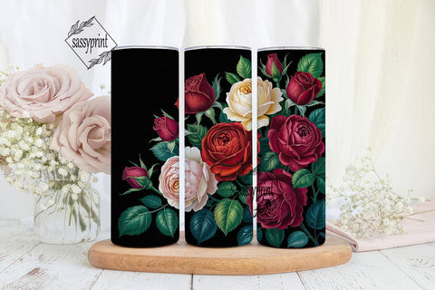 Romantic Rose 20oz Tumbler Wrap Sublimation sassyprint 