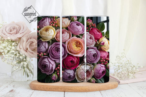 Romantic Rose Bouquet 20oz Tumbler Wrap Sublimation sassyprint 