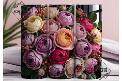 Romantic Rose Bouquet 20oz Tumbler Wrap Sublimation sassyprint 